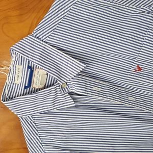 American Eagle long sleeve button up. Blue and white pin stripe button up polo